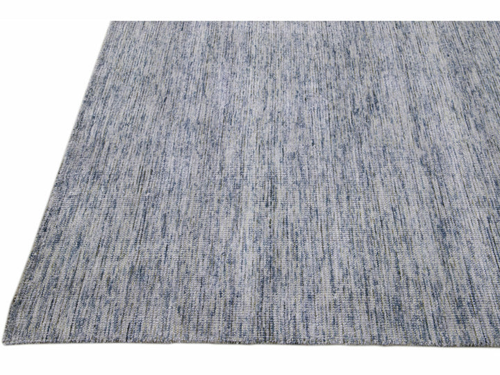 Modern Apadana's Groove Bamboo/Silk Handmade Blue Rug