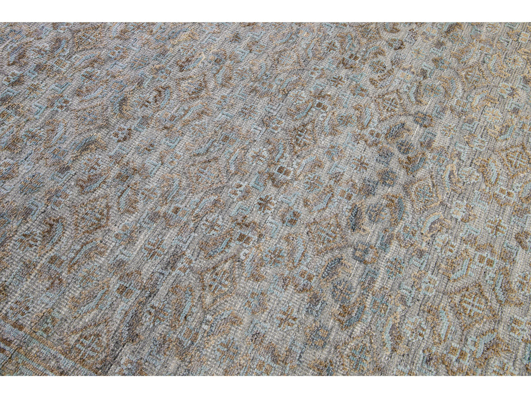 Modern Transitional Handmade Allover Designed Oversize Beige Wool Rug