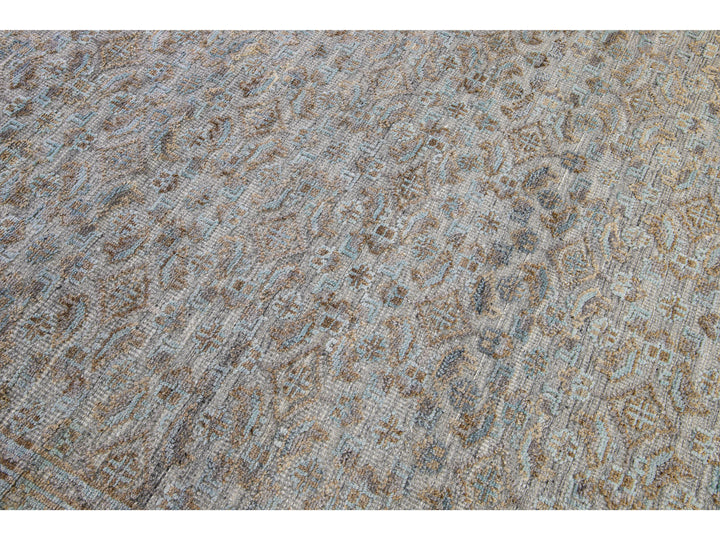 Modern Transitional Handmade Allover Designed Oversize Beige Wool Rug