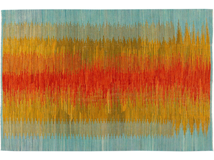Modern Kilim Flatweave Multicolor Abstract Wool Rug