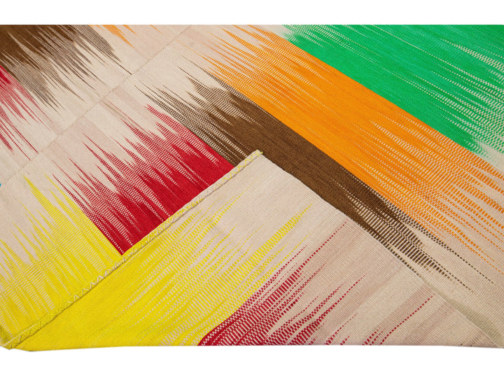 Modern Kilim Flatweave Abstract Handmade Multicolor Wool Rug