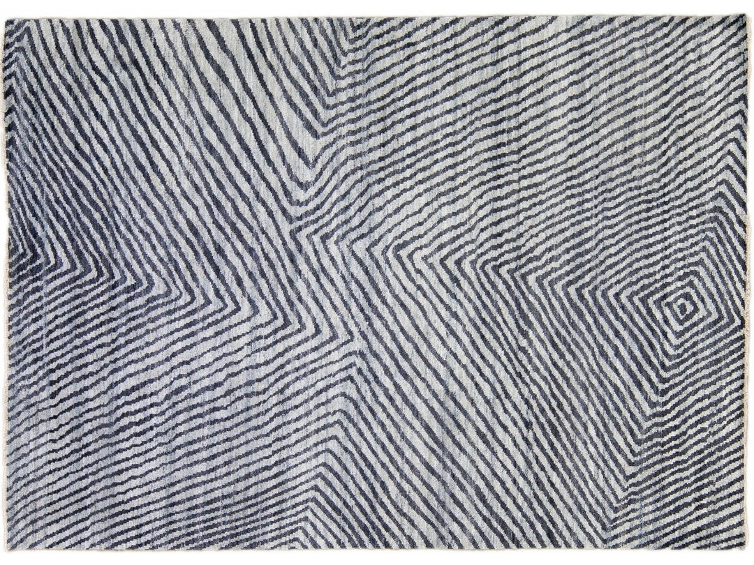 Modern Abstract Wool Rug 9 X 12