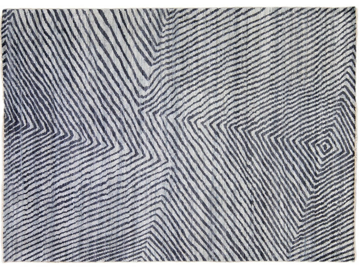 Modern Abstract Wool Rug 9 X 12