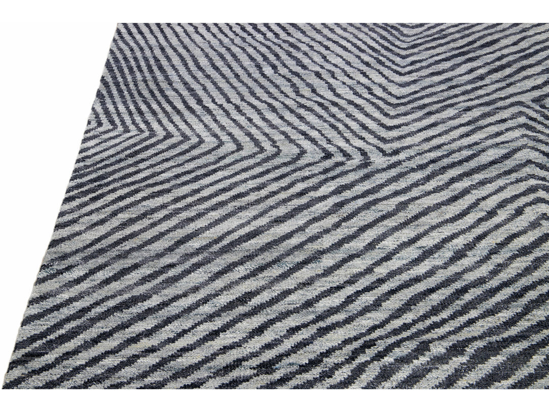 Modern Abstract Wool Rug 9 X 12