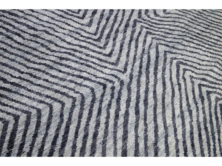 Modern Abstract Wool Rug 9 X 12