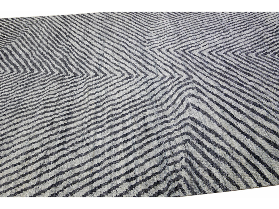 Modern Abstract Wool Rug 9 X 12
