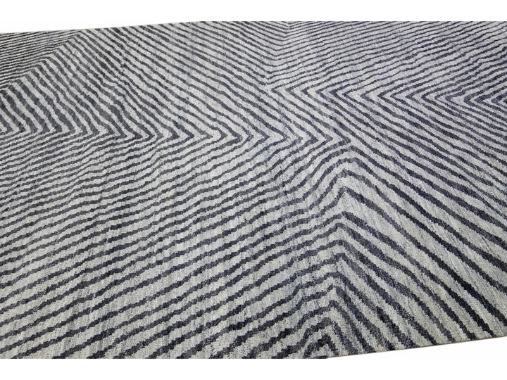 Modern Abstract Wool Rug 9 X 12