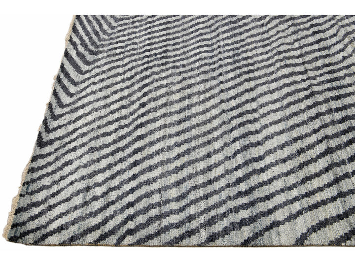 Modern Abstract Wool Rug 9 X 12