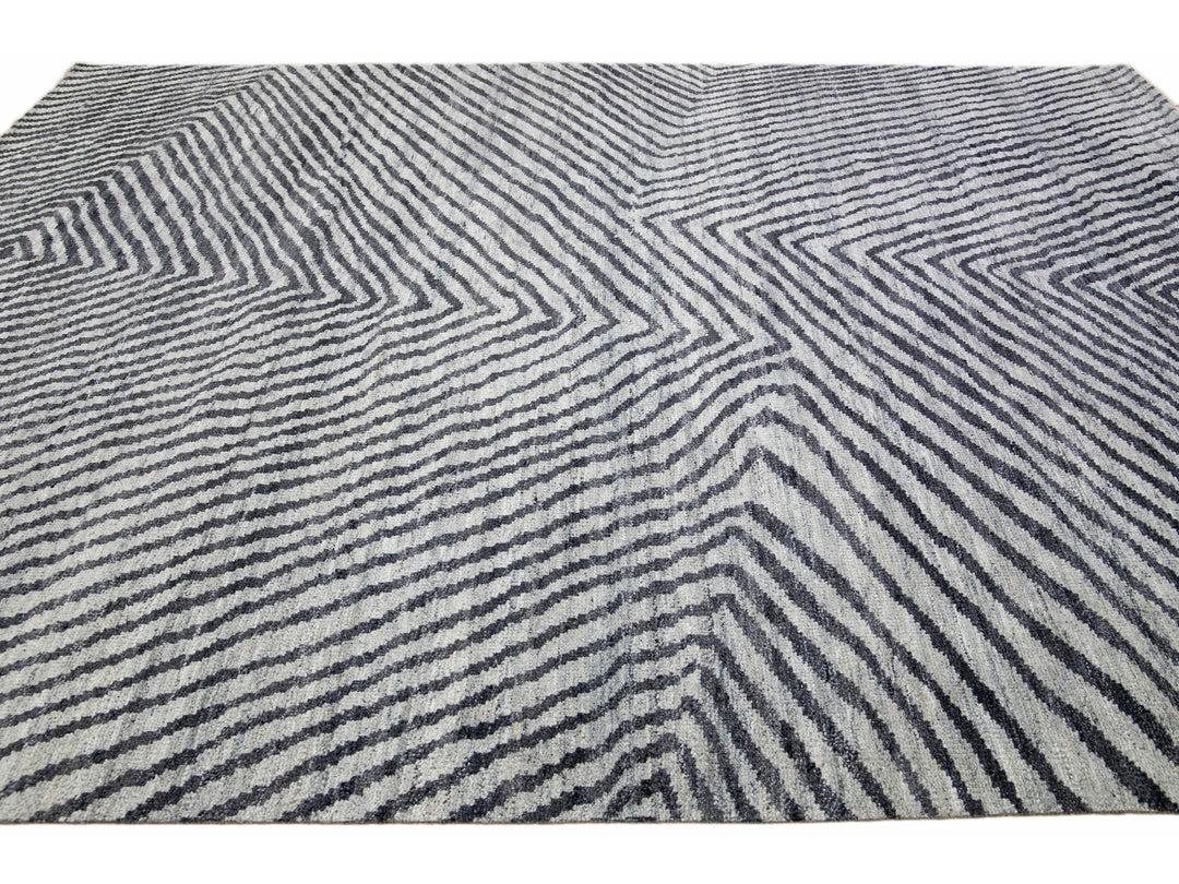 Modern Abstract Wool Rug 9 X 12