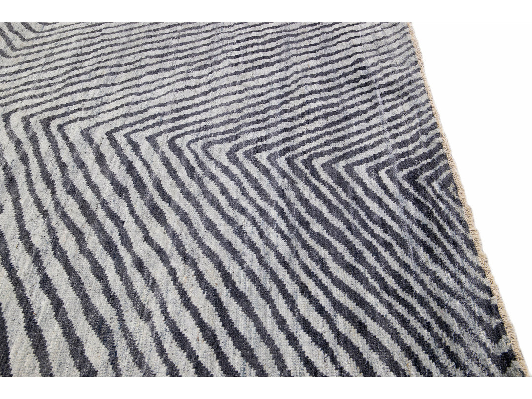 Modern Abstract Wool Rug 9 X 12
