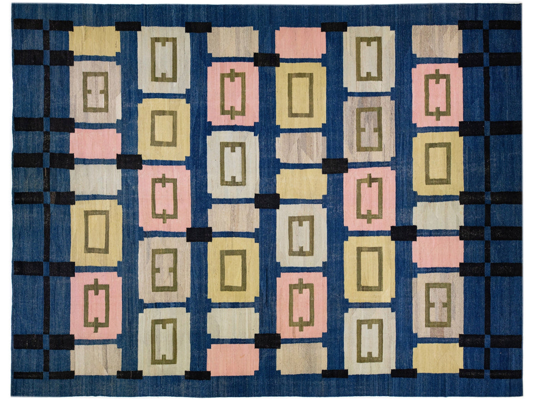 Modern Flat-Weave Wool Rug 15 X 19