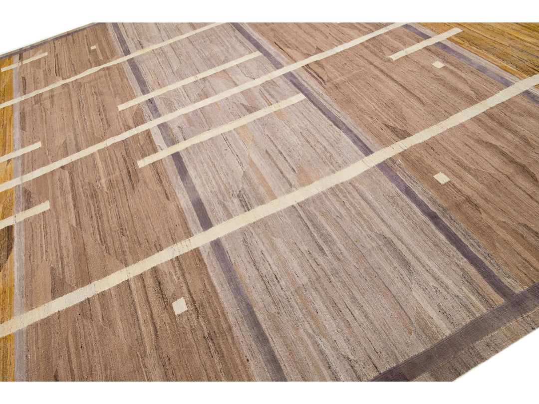 Modern Flat-Weave Wool Rug 13 X 15