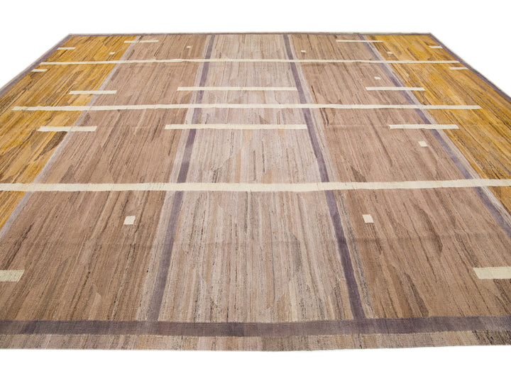 Modern Flat-Weave Wool Rug 13 X 15