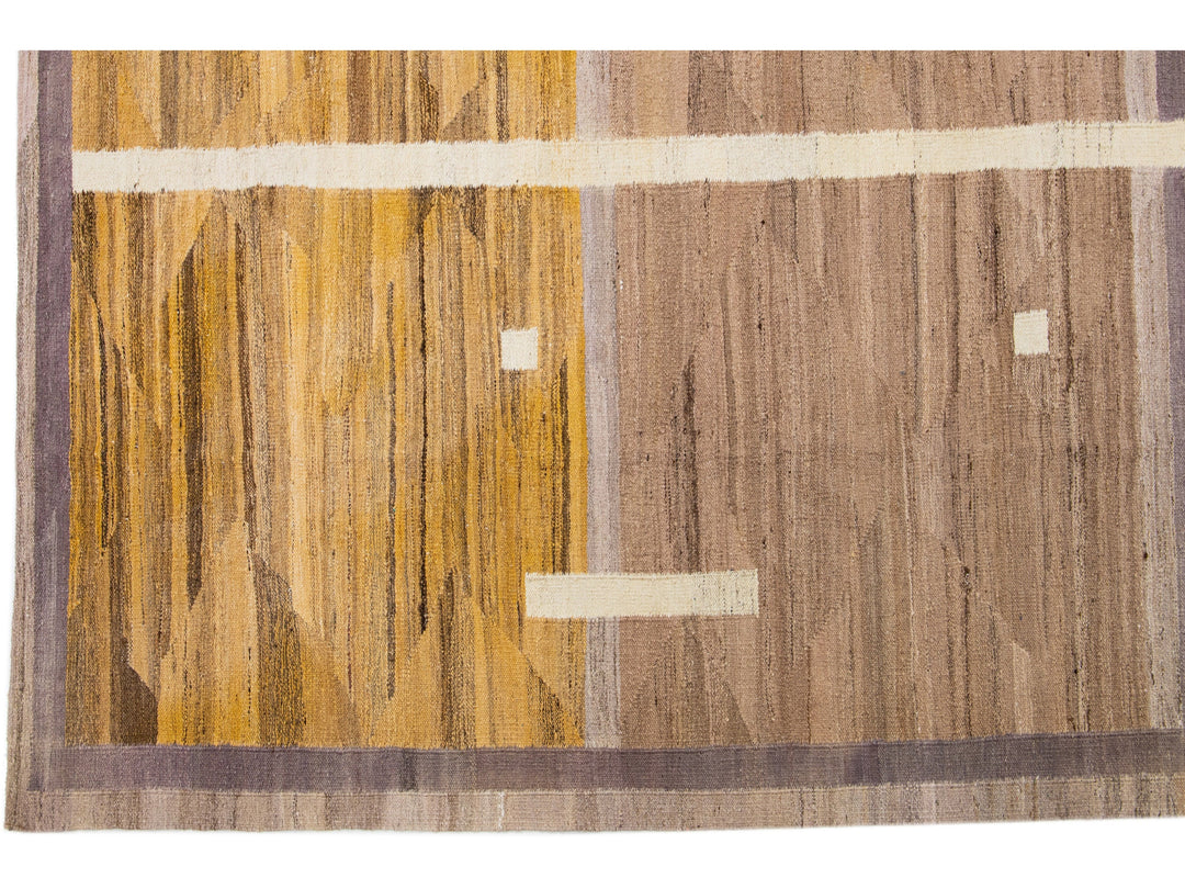 Modern Flat-Weave Wool Rug 13 X 15