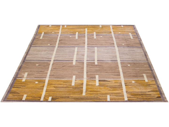 Modern Flat-Weave Wool Rug 13 X 15