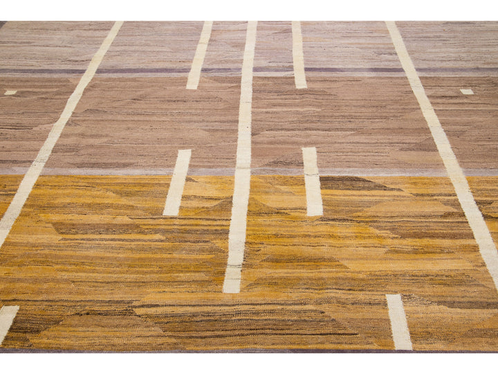 Modern Flat-Weave Wool Rug 13 X 15