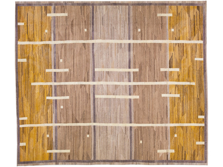 Modern Flat-Weave Wool Rug 13 X 15