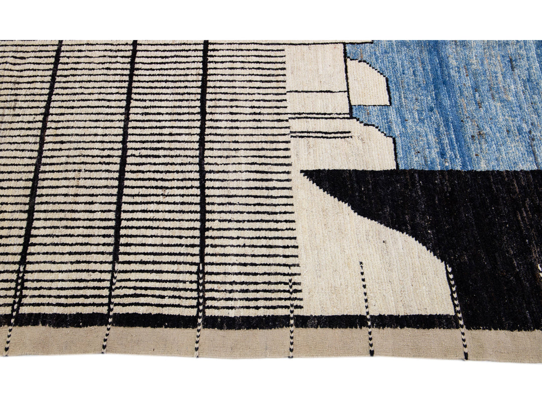 Modern Moroccan Wool Rug 13 X 15