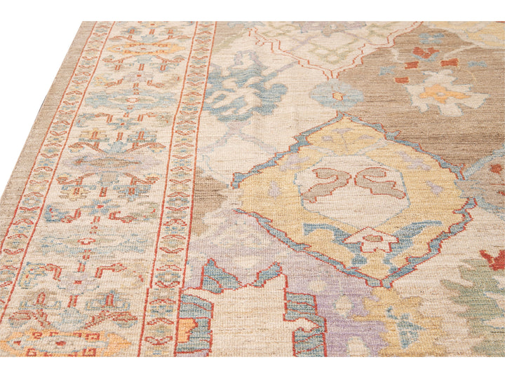 Modern Sultanabad Multicolor Handmade Medallion Floral Wool Rug
