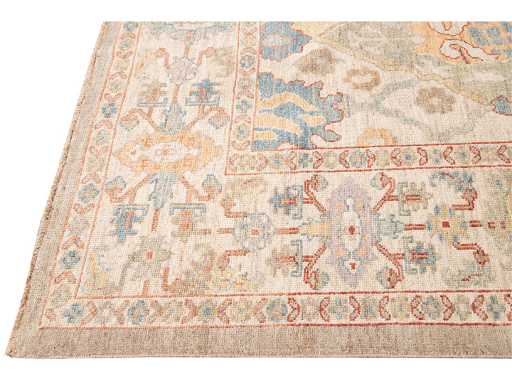Modern Sultanabad Multicolor Handmade Medallion Floral Wool Rug