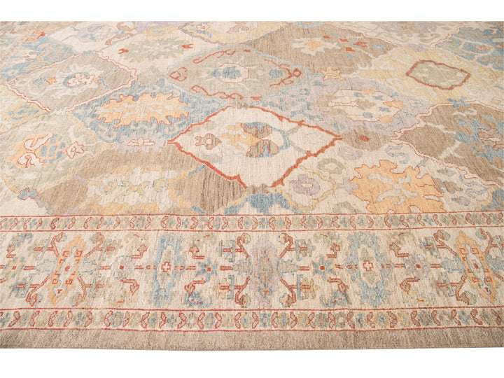 Modern Sultanabad Multicolor Handmade Medallion Floral Wool Rug