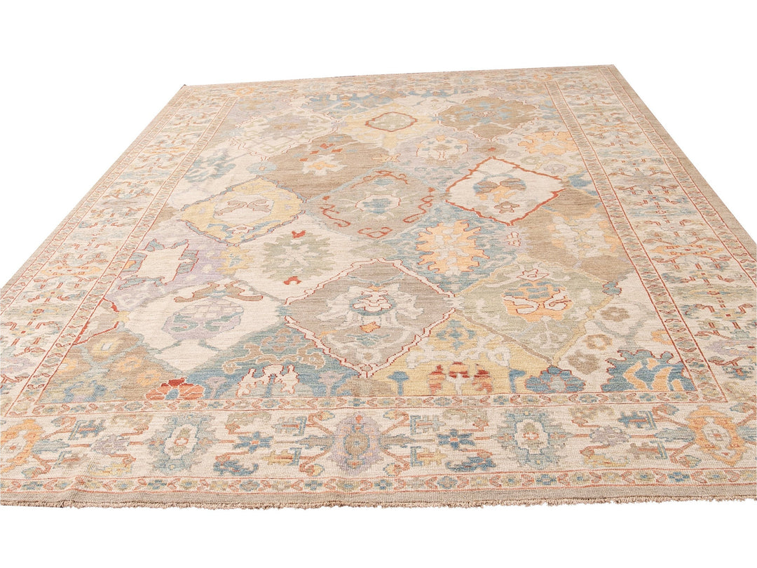 Modern Sultanabad Multicolor Handmade Medallion Floral Wool Rug