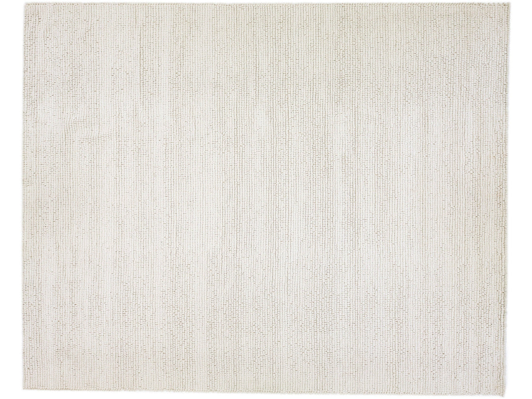 Ivory Contemporary Felted Handmade Oversize Wool Rug By Apadana