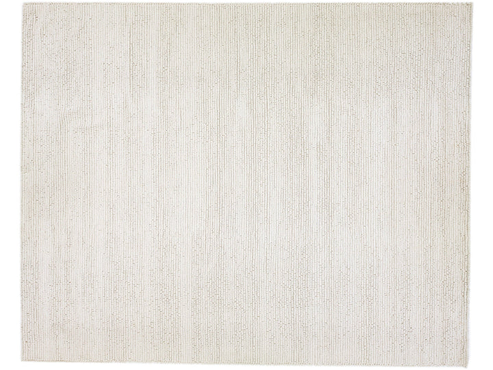 Ivory Contemporary Felted Handmade Oversize Wool Rug By Apadana