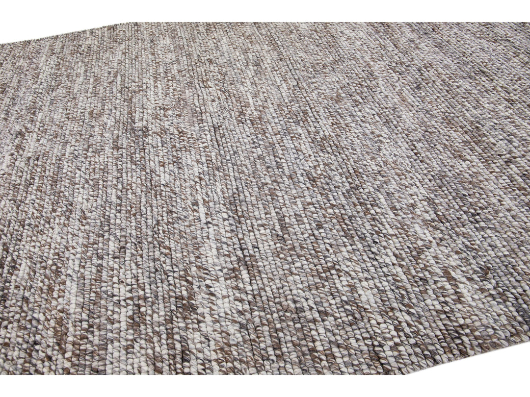 Modern Textured/Felt Wool Rug 9 X 12
