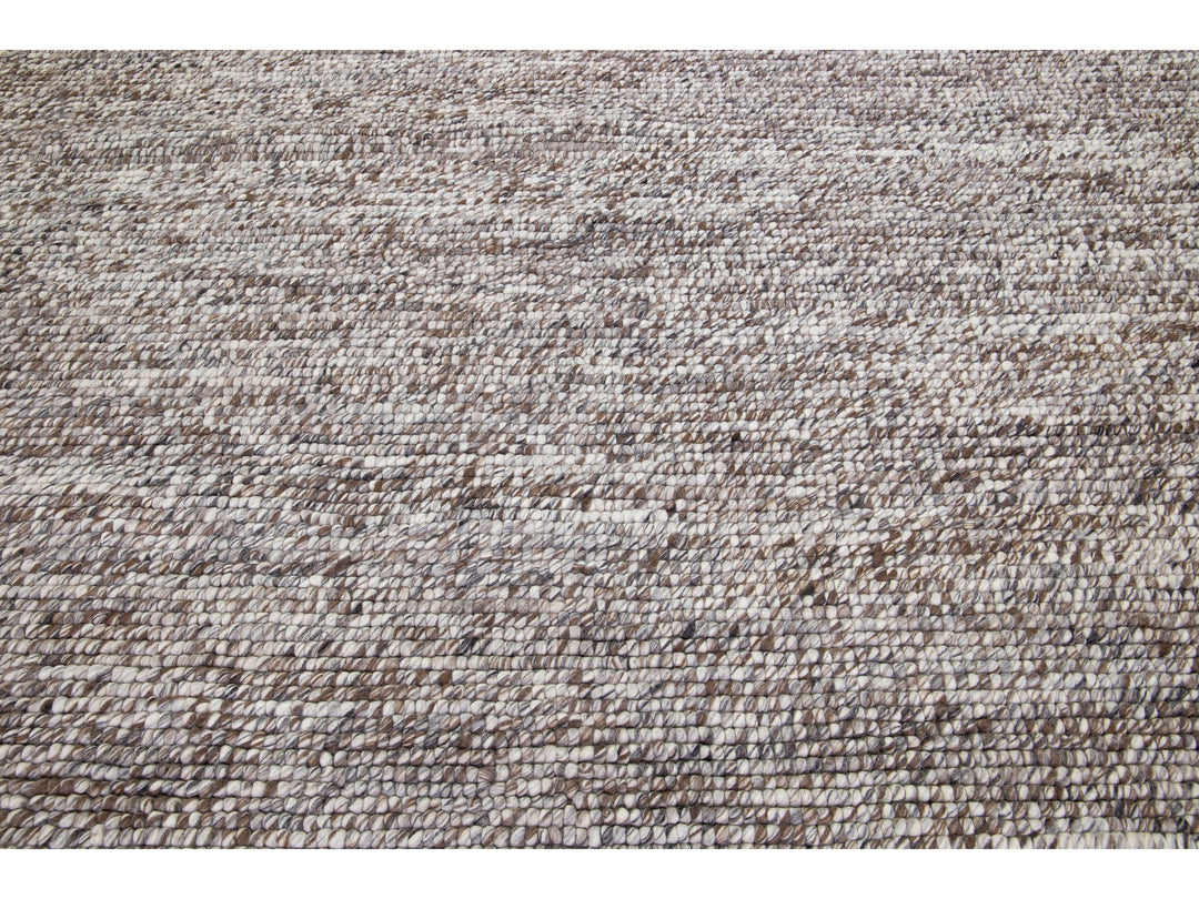 Modern Textured/Felt Wool Rug 9 X 12
