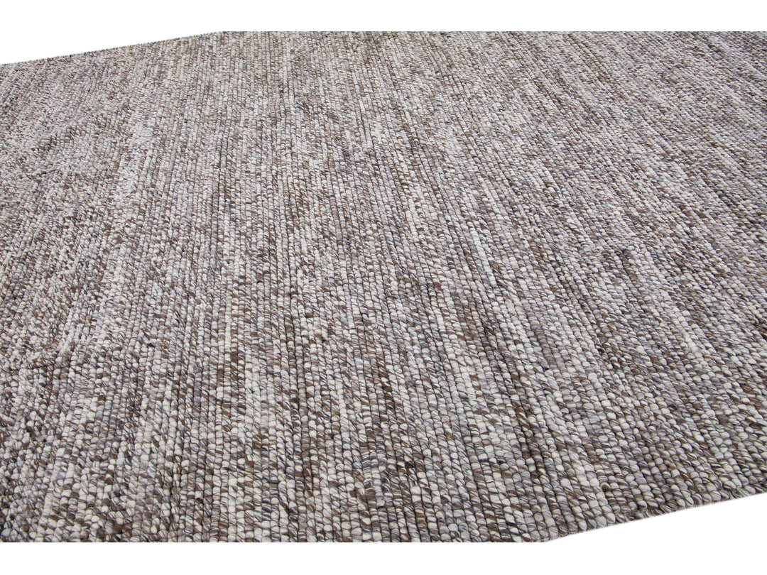 Modern Felted Texture Wool Rug 10 X 14