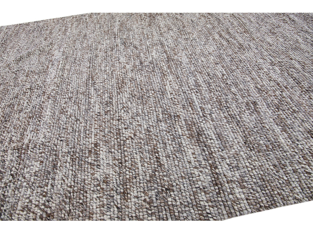 Modern Felted Texture Wool Rug 10 X 14