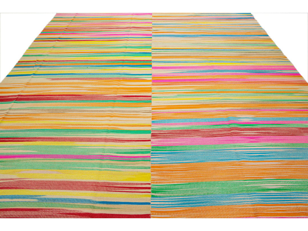 Modern Flatweave Kilim Multicolor Handmade Abstract Wool Rug