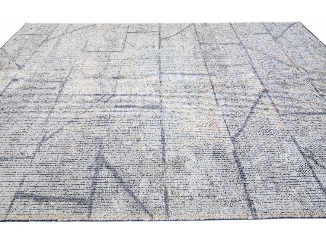 Modern Moroccan Wool Rug 10 X 14