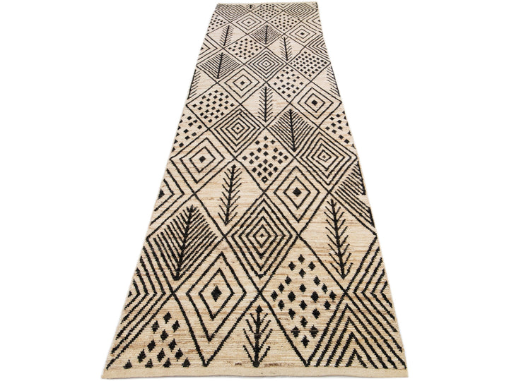 Modern Moroccan Wool Runner 4 X 19