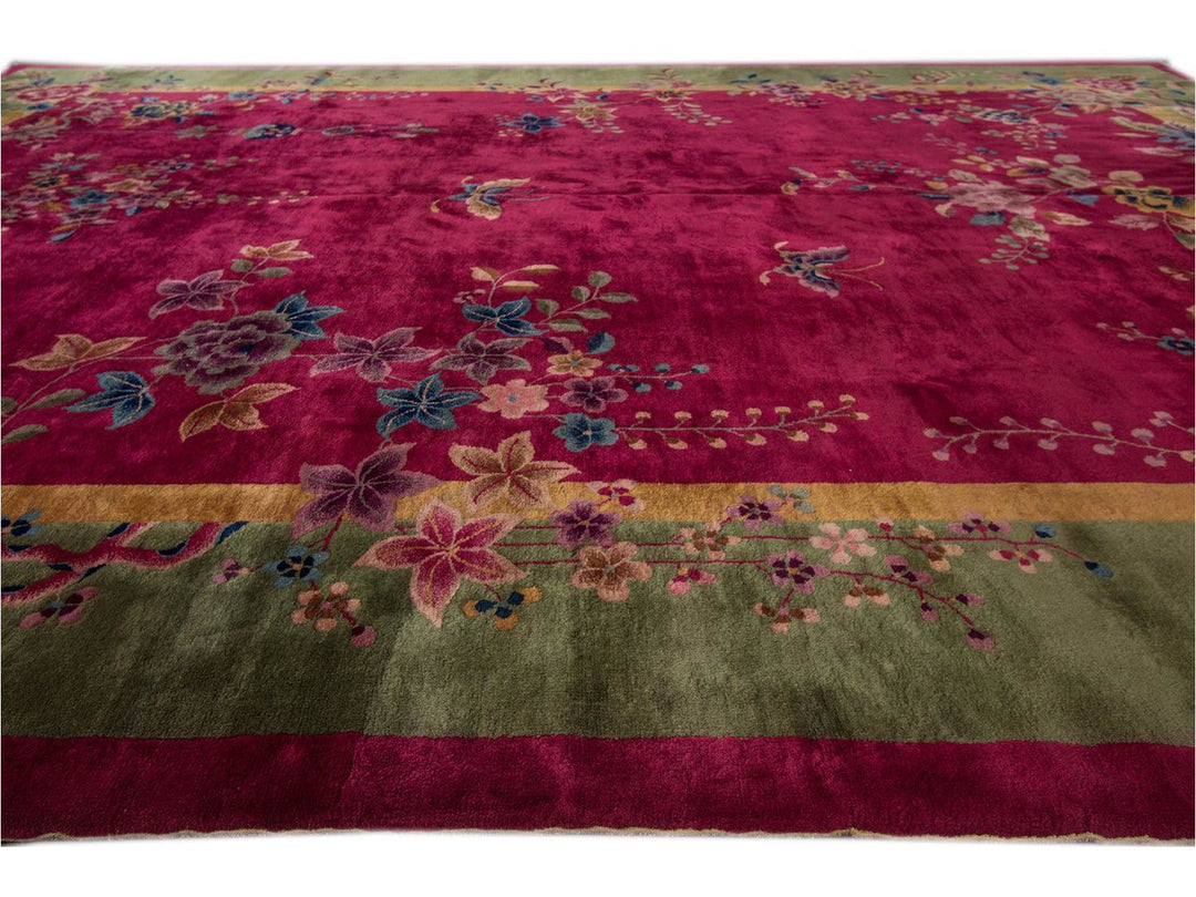 Antique Chinese Art Deco Wool Rug 10 X 13