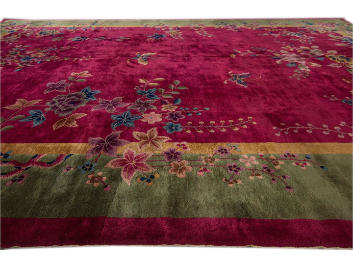 Antique Chinese Art Deco Wool Rug 10 X 13
