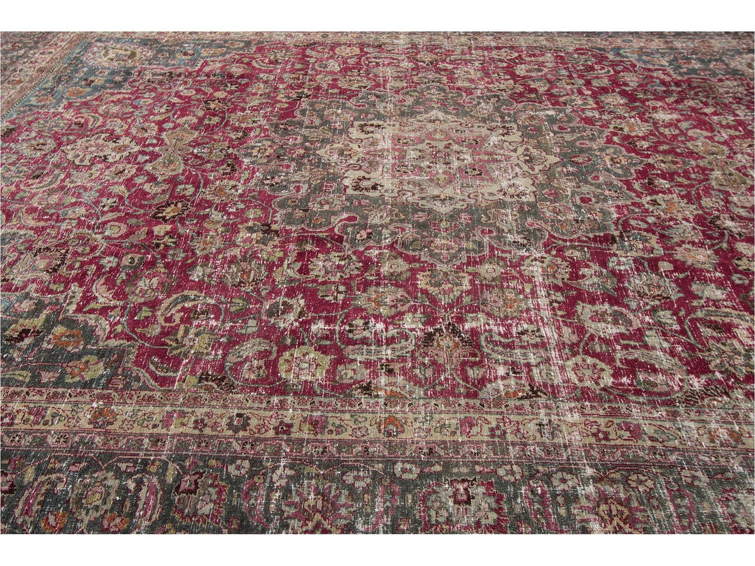 Early 20th Century Vintage Mashad Style Wool Rug 11 X 15