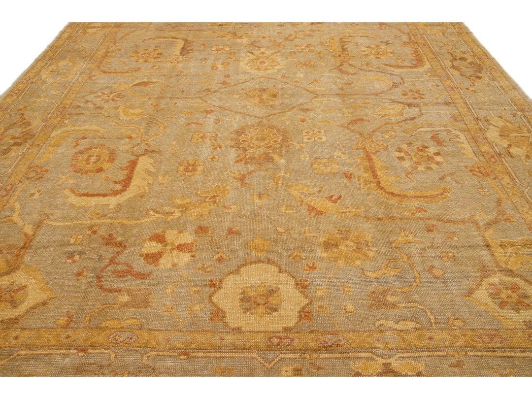 Modern Oushak Wool Rug 11 X 14