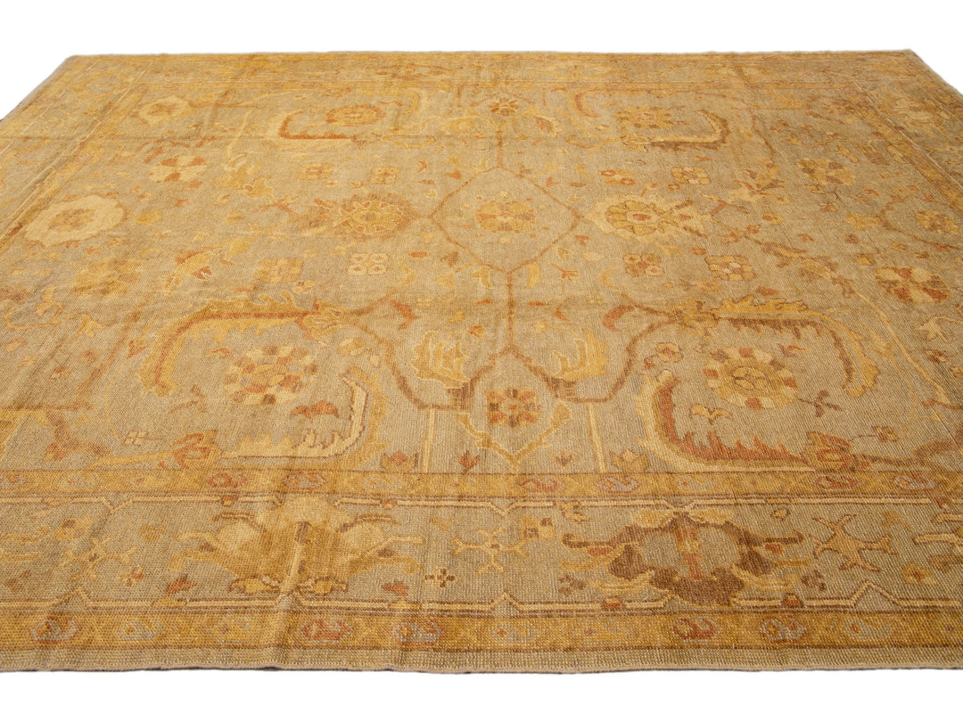 Modern Oushak Wool Rug 11 X 14