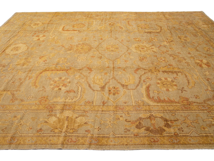 Modern Oushak Wool Rug 11 X 14