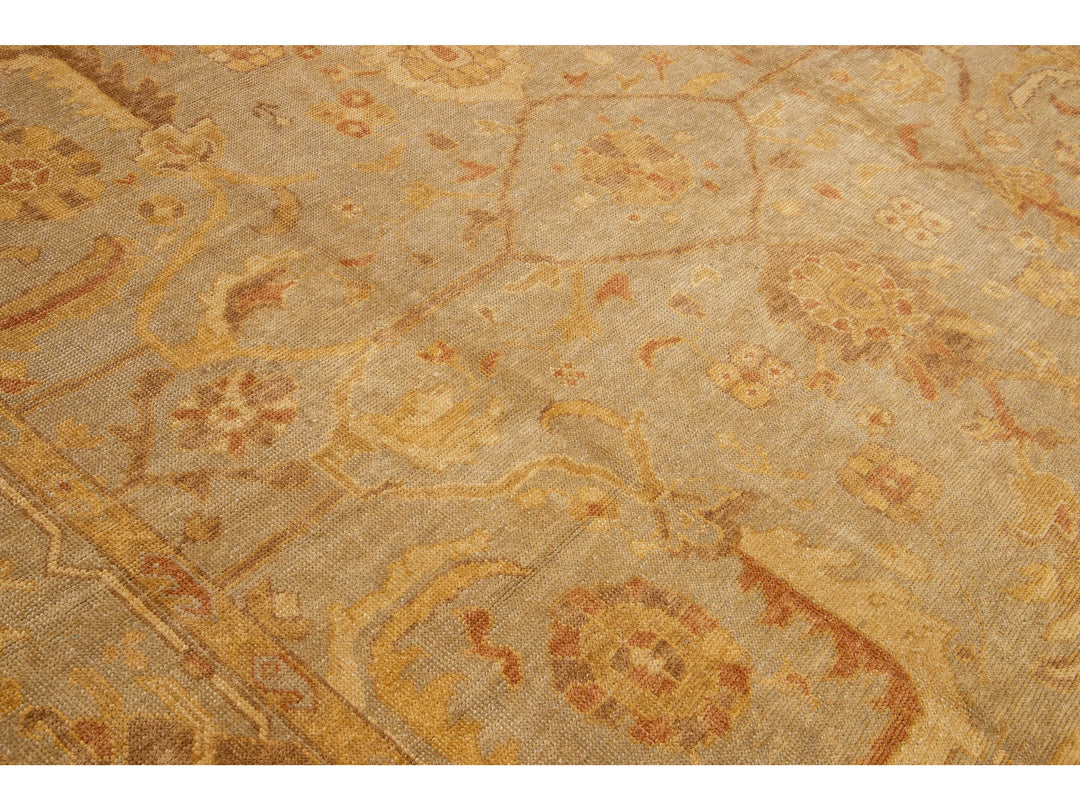 Modern Oushak Wool Rug 11 X 14