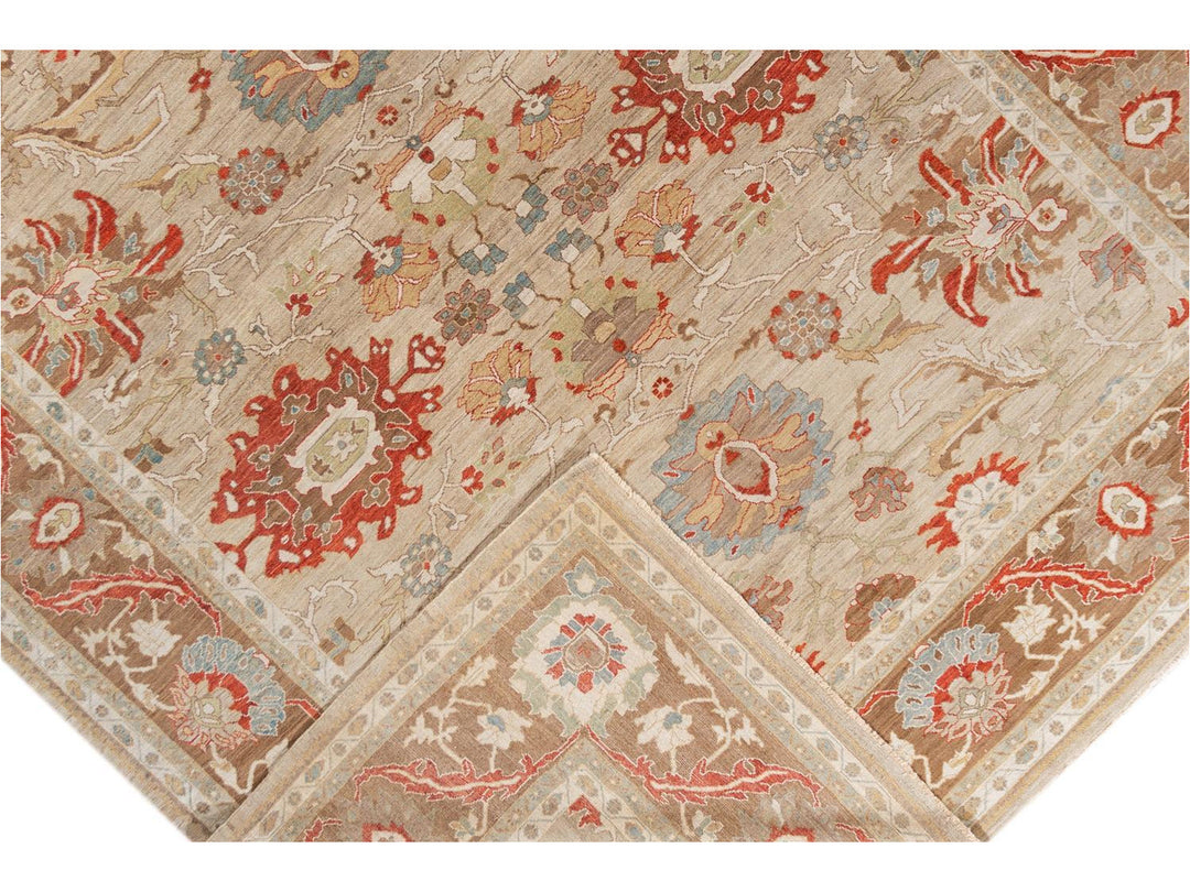 Contenporary Sultanabad Design Wool Rug 14 X 18