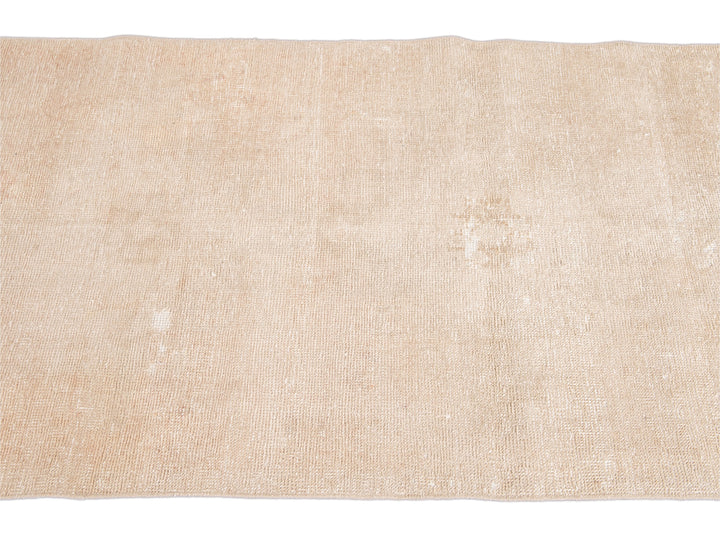 Vintage Shabby Chic Turkish Handmade Beige Wool Runner