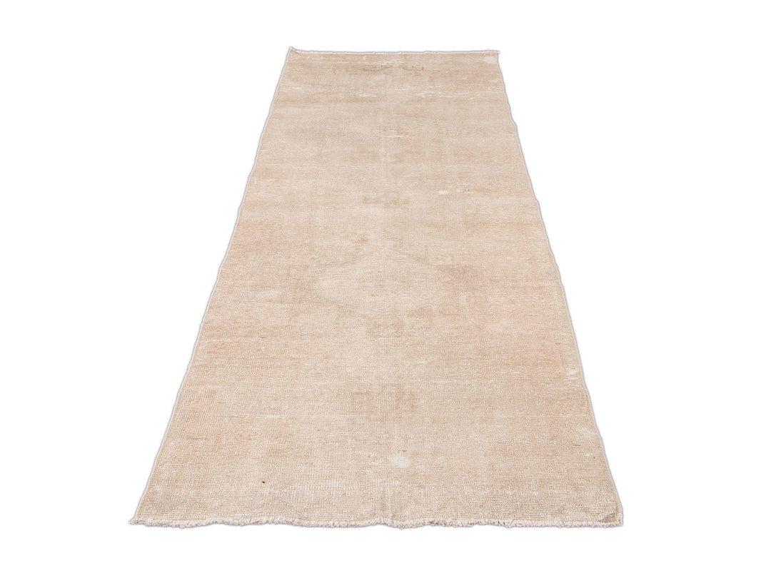 Vintage Shabby Chic Turkish Handmade Beige Wool Runner