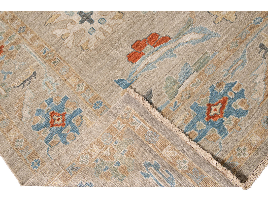 Modern Sultanabad Beige Handmade Floral Wool Rug