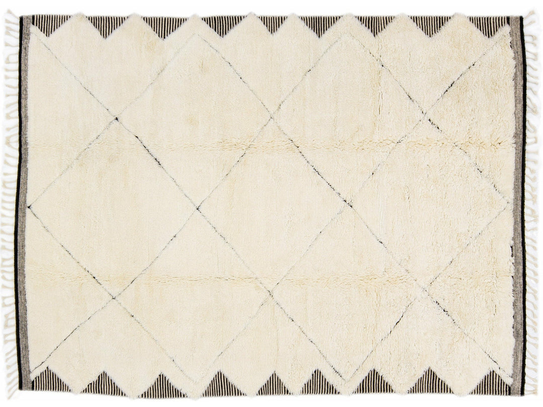 Modern Moroccan Shag Wool Rug 10 X 14
