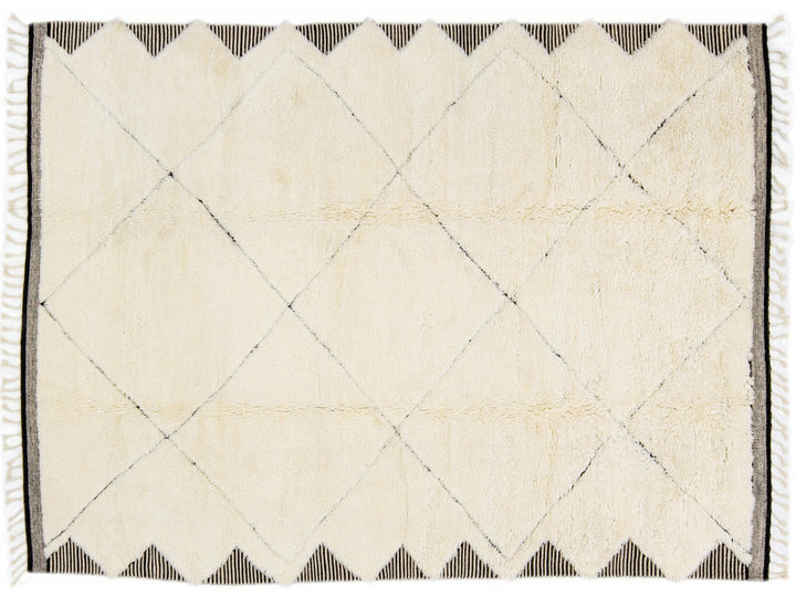 Modern Moroccan Shag Wool Rug 10 X 14