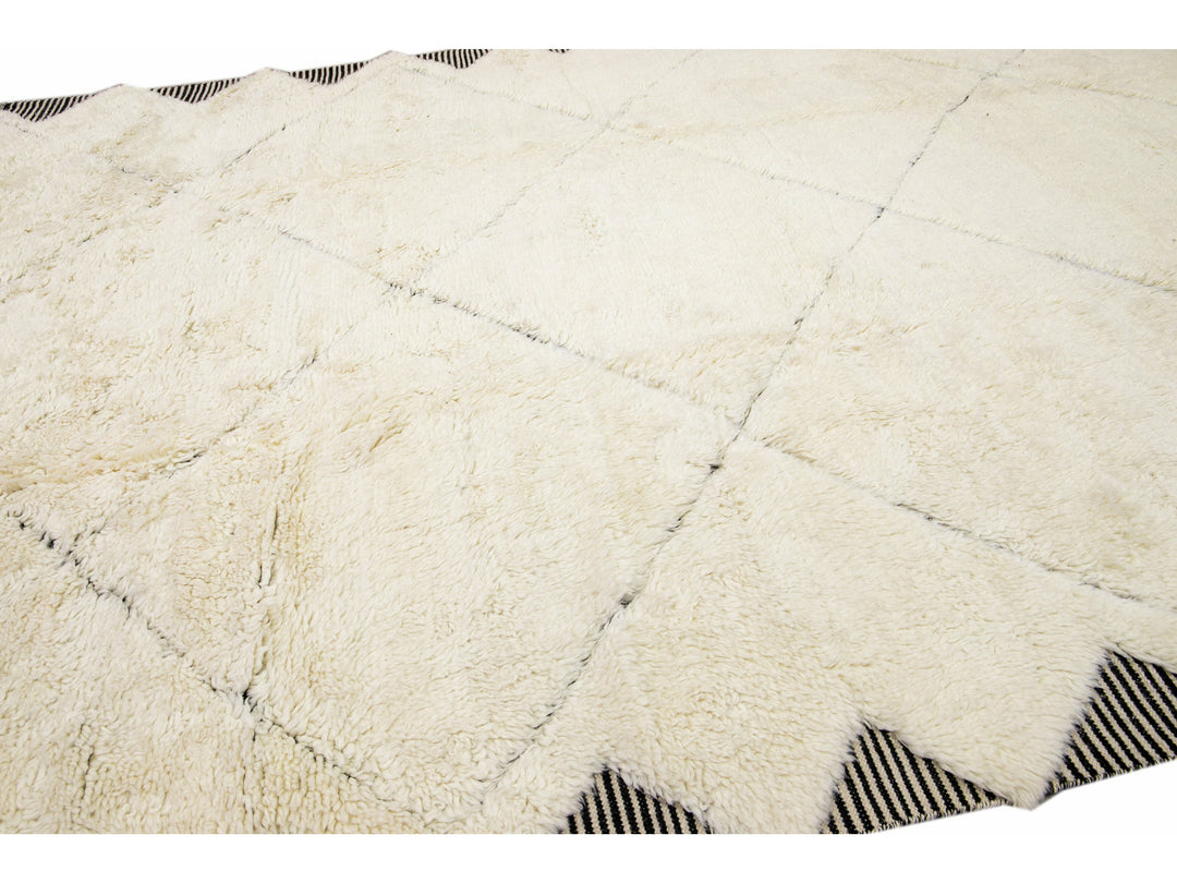 Modern Moroccan Shag Wool Rug 10 X 14