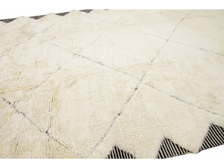 Modern Moroccan Shag Wool Rug 10 X 14